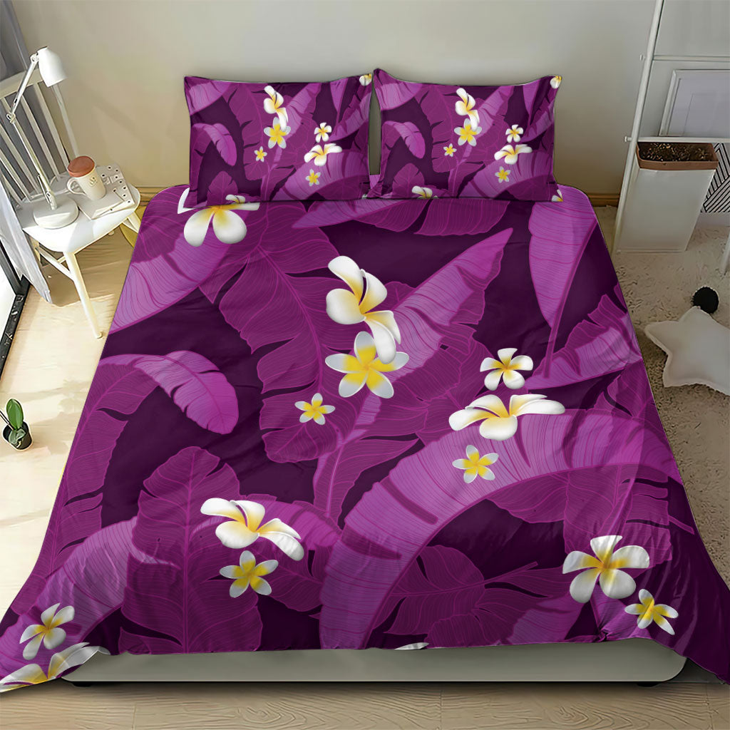 Purple Banana Leaf Hawaii Bedding Set Lau Maia Plumeria Tropical Summer Vibes LT14 - Polynesian Pride