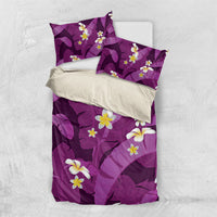 Purple Banana Leaf Hawaii Bedding Set Lau Maia Plumeria Tropical Summer Vibes LT14 US Twin 172cm x 218cm Purple - Polynesian Pride
