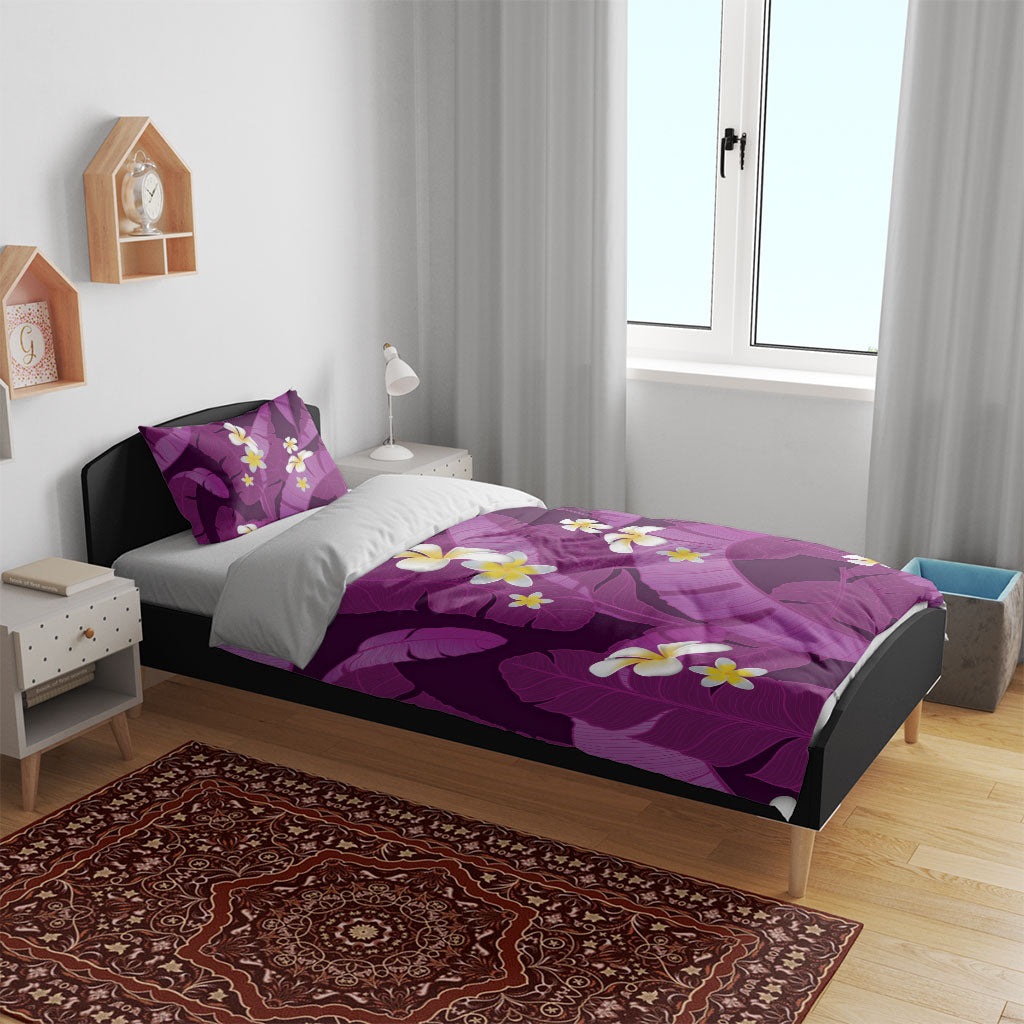 Purple Banana Leaf Hawaii Bedding Set Lau Maia Plumeria Tropical Summer Vibes LT14 - Polynesian Pride