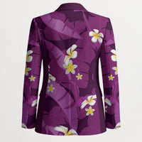 Purple Banana Leaf Hawaii Blazer Lau Maia Plumeria Tropical Summer Vibes LT14 - Polynesian Pride