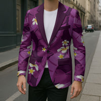 Purple Banana Leaf Hawaii Blazer Lau Maia Plumeria Tropical Summer Vibes LT14 - Polynesian Pride