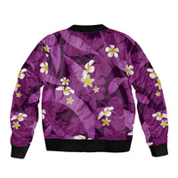 Purple Banana Leaf Hawaii Bomber Jacket Lau Maia Plumeria Tropical Summer Vibes LT14 - Polynesian Pride