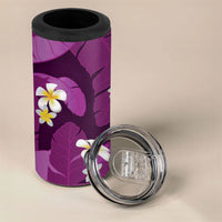 Purple Banana Leaf Hawaii 4 in 1 Can Cooler Tumbler Lau Maia Plumeria Tropical Summer Vibes LT14 - Polynesian Pride