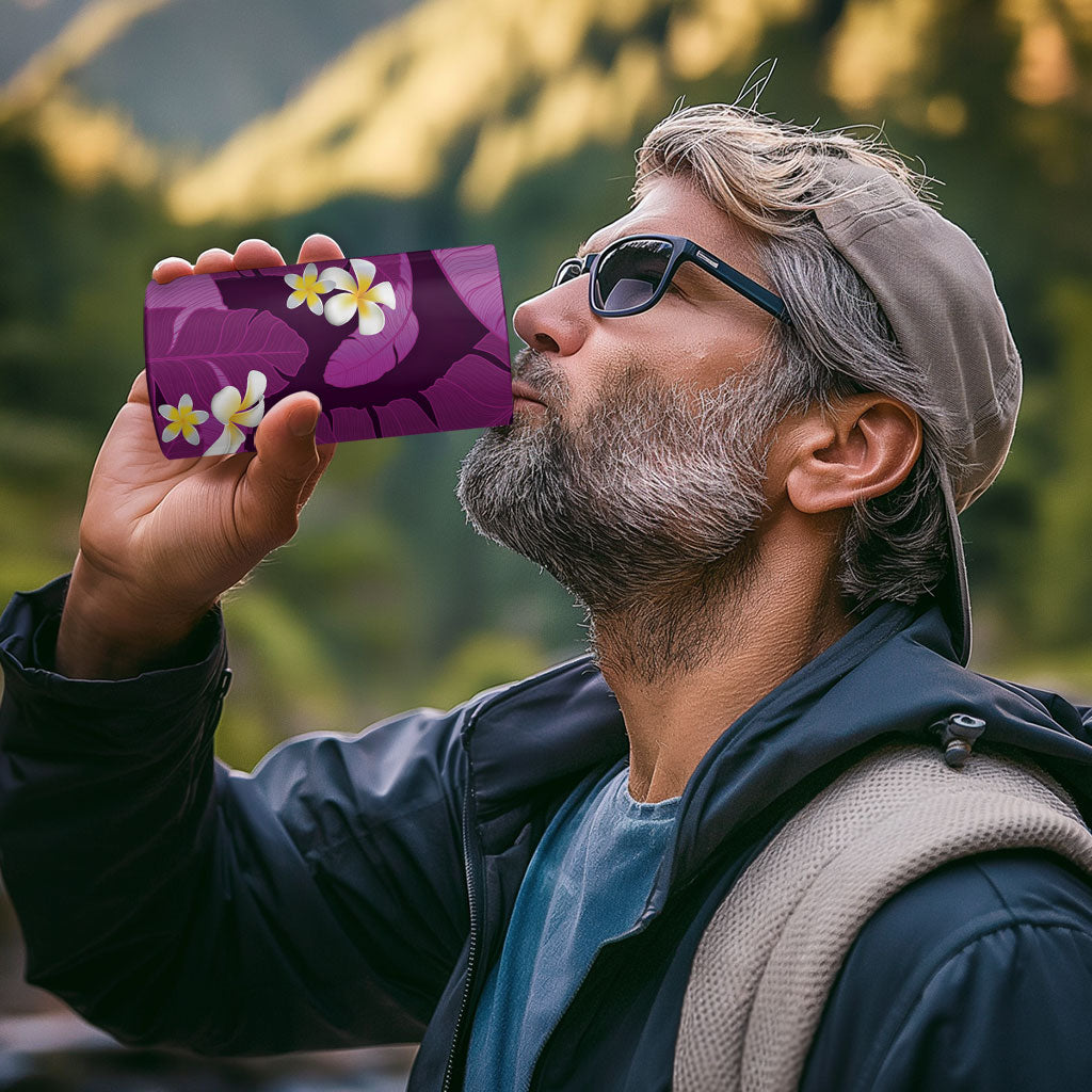 Purple Banana Leaf Hawaii 4 in 1 Can Cooler Tumbler Lau Maia Plumeria Tropical Summer Vibes LT14 - Polynesian Pride