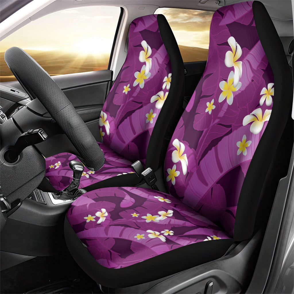 Purple Banana Leaf Hawaii Car Seat Cover Lau Maia Plumeria Tropical Summer Vibes LT14 - Polynesian Pride