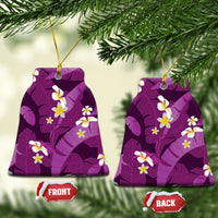 Purple Banana Leaf Hawaii Ceramic Ornament Lau Maia Plumeria Tropical Summer Vibes