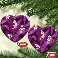 Purple Banana Leaf Hawaii Ceramic Ornament Lau Maia Plumeria Tropical Summer Vibes