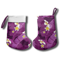 Purple Banana Leaf Hawaii Christmas Stocking Lau Maia Plumeria Tropical Summer Vibes