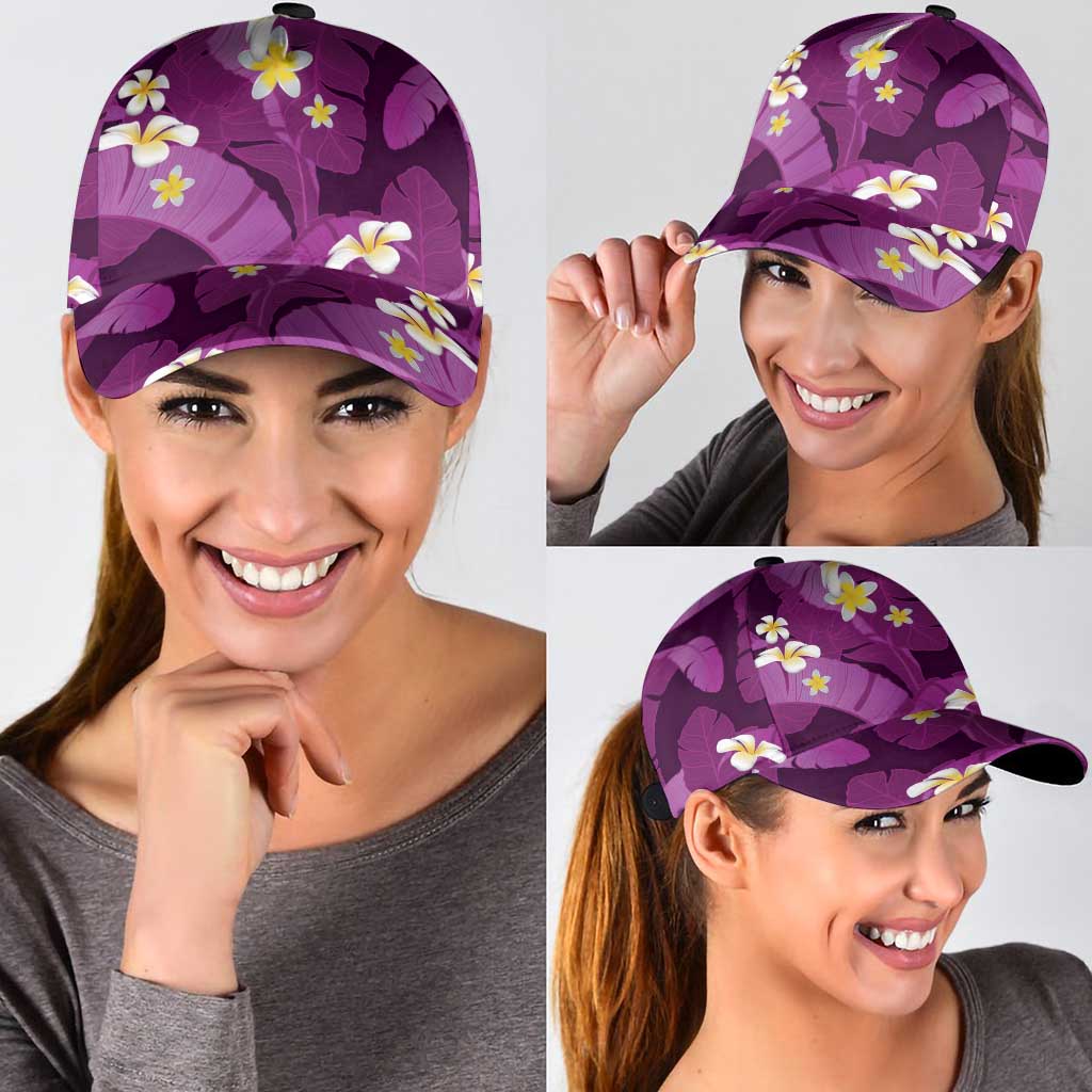 Purple Banana Leaf Hawaii Classic Cap Lau Maia Plumeria Tropical Summer Vibes LT14 - Polynesian Pride