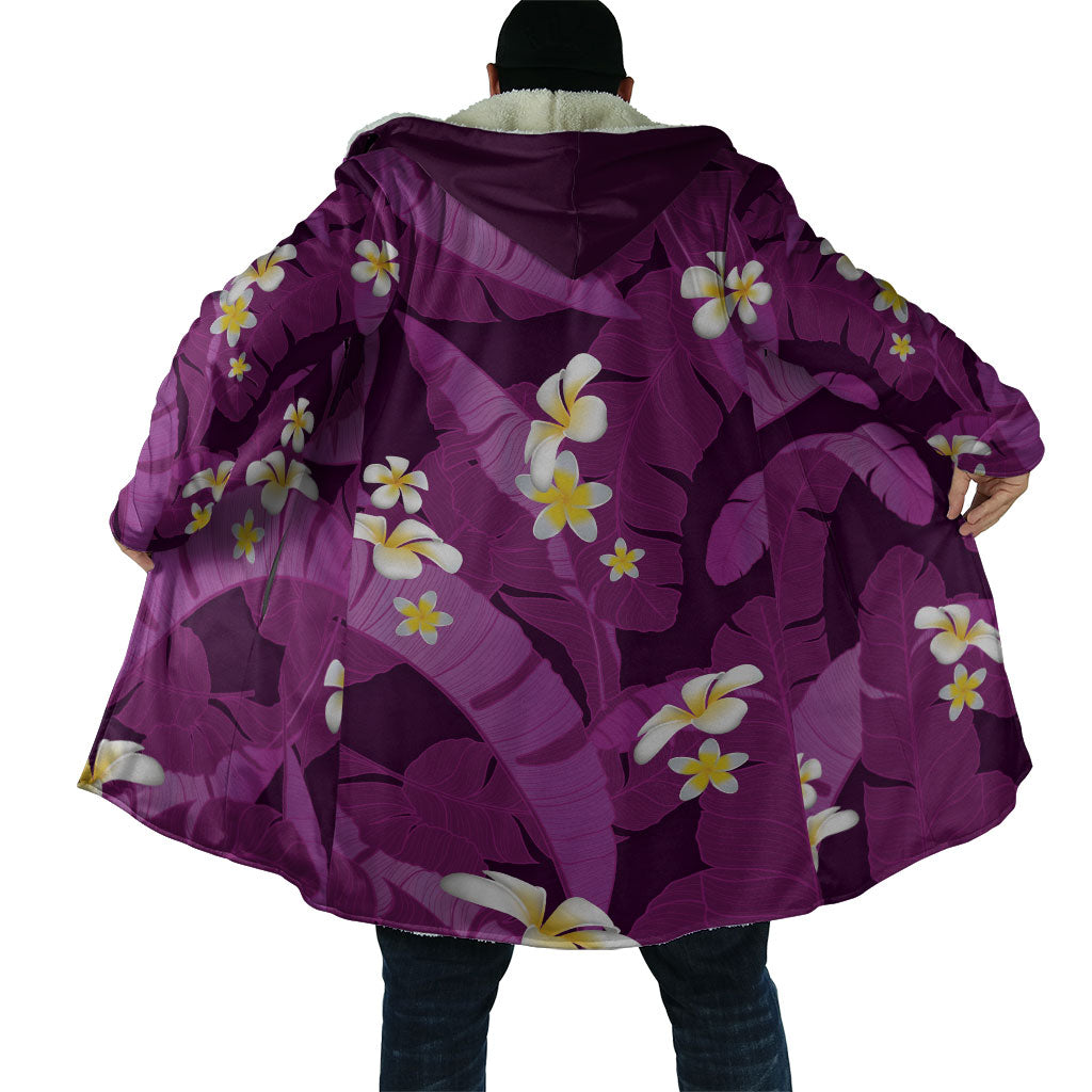 Purple Banana Leaf Hawaii Cloak Lau Maia Plumeria Tropical Summer Vibes LT14 - Polynesian Pride