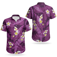 Purple Banana Leaf Hawaii Couples Matching Puletasi and Hawaiian Shirt Lau Maia Plumeria Tropical Summer Vibes LT14 - Polynesian Pride