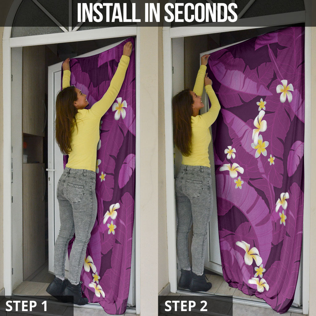 Purple Banana Leaf Hawaii Door Cover Lau Maia Plumeria Tropical Summer Vibes LT14 - Polynesian Pride
