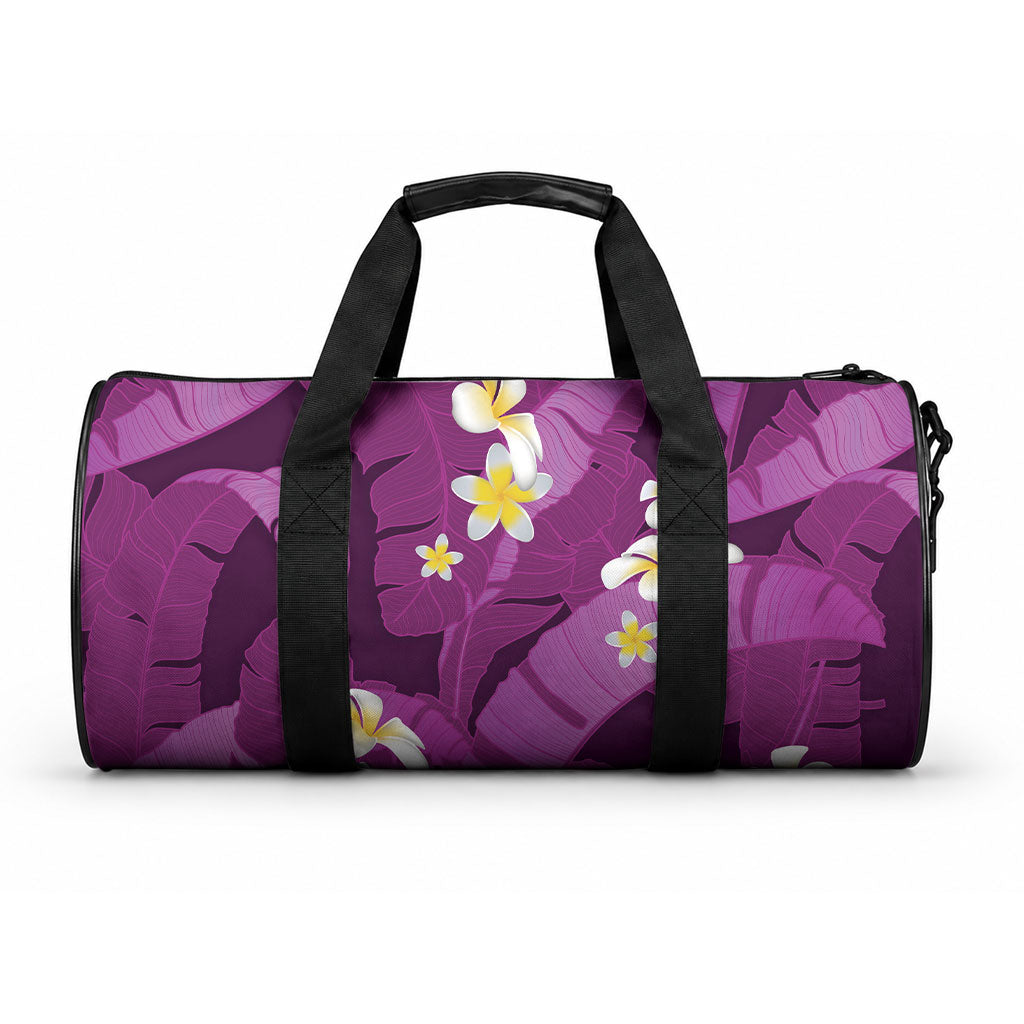 Purple Banana Leaf Hawaii Duffle Bag Lau Maia Plumeria Tropical Summer Vibes LT14 One size Purple - Polynesian Pride