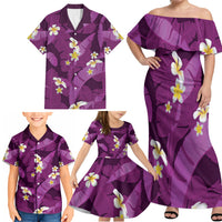 Purple Banana Leaf Hawaii Family Matching Off Shoulder Maxi Dress and Hawaiian Shirt Lau Maia Plumeria Tropical Summer Vibes LT14 - Polynesian Pride