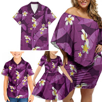 Purple Banana Leaf Hawaii Family Matching Off Shoulder Short Dress and Hawaiian Shirt Lau Maia Plumeria Tropical Summer Vibes LT14 - Polynesian Pride