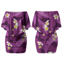 Purple Banana Leaf Hawaii Family Matching Off Shoulder Short Dress and Hawaiian Shirt Lau Maia Plumeria Tropical Summer Vibes LT14 Mom's Dress Purple - Polynesian Pride