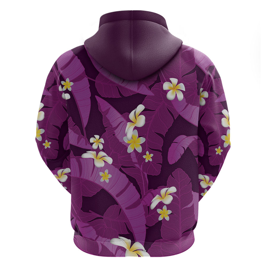 Purple Banana Leaf Hawaii Hoodie Lau Maia Plumeria Tropical Summer Vibes LT14 - Polynesian Pride