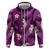 Purple Banana Leaf Hawaii Hoodie Lau Maia Plumeria Tropical Summer Vibes LT14 Zip Hoodie Purple - Polynesian Pride