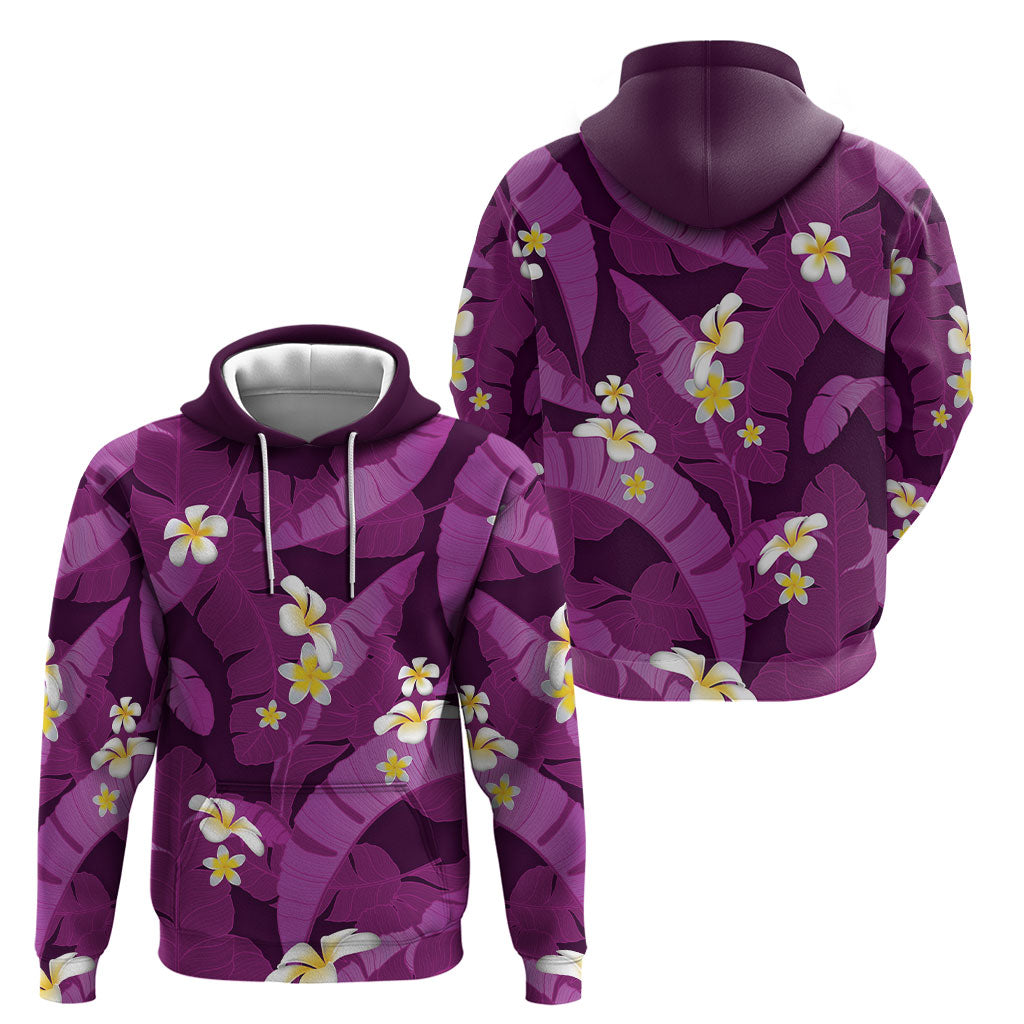 Purple Banana Leaf Hawaii Hoodie Lau Maia Plumeria Tropical Summer Vibes LT14 - Polynesian Pride