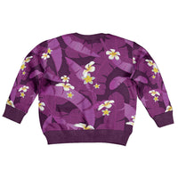 Purple Banana Leaf Hawaii Kid Ugly Christmas Sweater Lau Maia Plumeria Tropical Summer Vibes