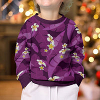 Purple Banana Leaf Hawaii Kid Ugly Christmas Sweater Lau Maia Plumeria Tropical Summer Vibes
