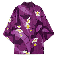 Purple Banana Leaf Hawaii Kimono Lau Maia Plumeria Tropical Summer Vibes LT14 - Polynesian Pride