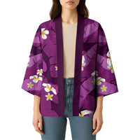 Purple Banana Leaf Hawaii Kimono Lau Maia Plumeria Tropical Summer Vibes LT14 - Polynesian Pride