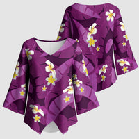 Purple Banana Leaf Hawaii Kimono Sleeve Blouse Lau Maia Plumeria Tropical Summer Vibes LT14 - Polynesian Pride