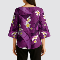 Purple Banana Leaf Hawaii Kimono Sleeve Blouse Lau Maia Plumeria Tropical Summer Vibes LT14 - Polynesian Pride
