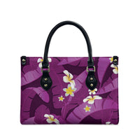 Purple Banana Leaf Hawaii Leather Bag Lau Maia Plumeria Tropical Summer Vibes LT14 - Polynesian Pride
