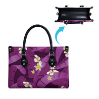 Purple Banana Leaf Hawaii Leather Bag Lau Maia Plumeria Tropical Summer Vibes LT14 - Polynesian Pride