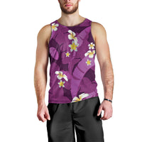 Purple Banana Leaf Hawaii Men Tank Top Lau Maia Plumeria Tropical Summer Vibes LT14 - Polynesian Pride