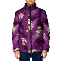 Purple Banana Leaf Hawaii Padded Jacket Lau Maia Plumeria Tropical Summer Vibes LT14 Men Purple - Polynesian Pride