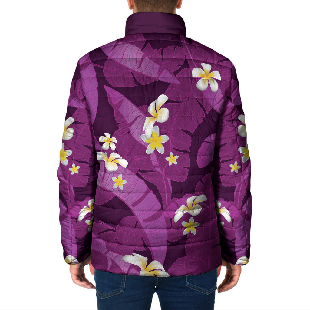 Purple Banana Leaf Hawaii Padded Jacket Lau Maia Plumeria Tropical Summer Vibes LT14 - Polynesian Pride