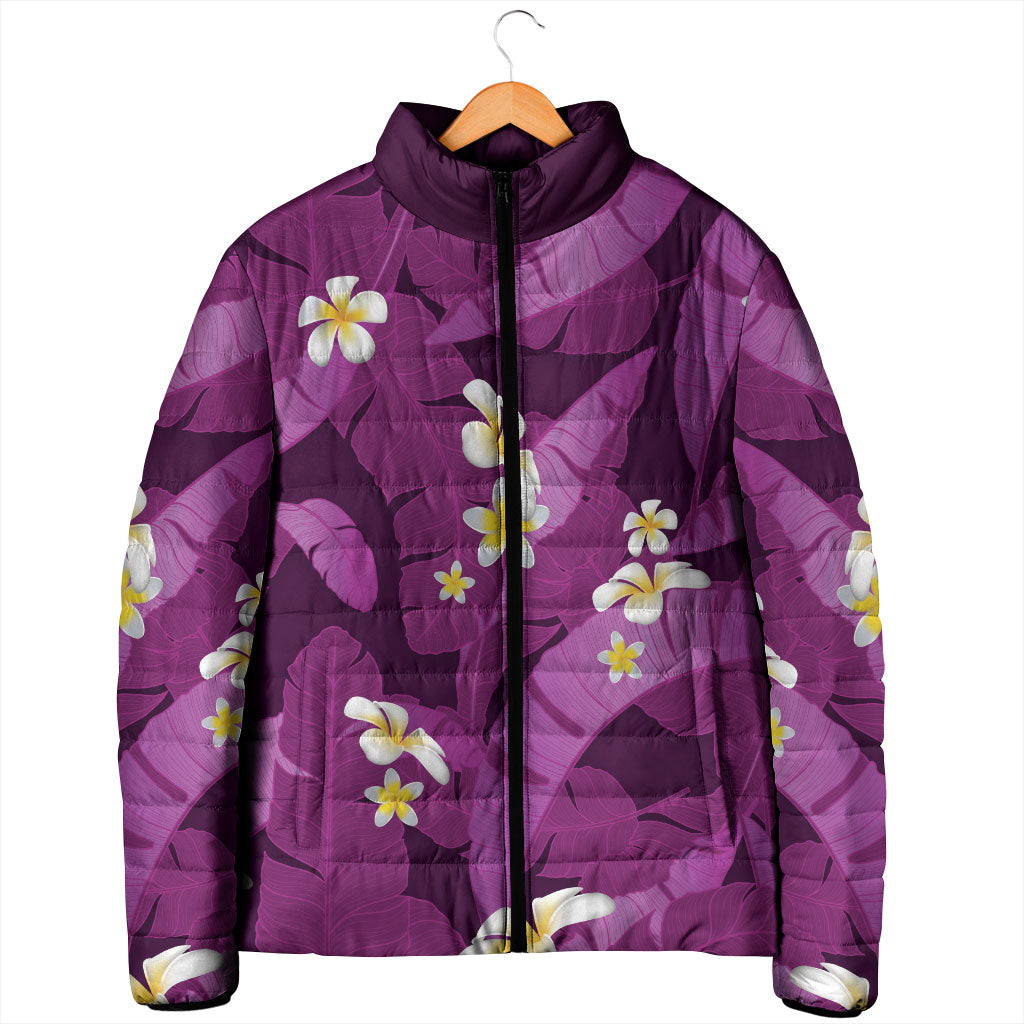 Purple Banana Leaf Hawaii Padded Jacket Lau Maia Plumeria Tropical Summer Vibes LT14 - Polynesian Pride