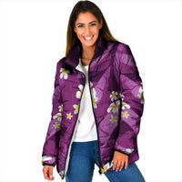 Purple Banana Leaf Hawaii Padded Jacket Lau Maia Plumeria Tropical Summer Vibes LT14 Women Purple - Polynesian Pride