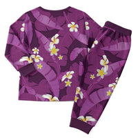 Purple Banana Leaf Hawaii Christmas Pajama Set Lau Maia Plumeria Tropical Summer Vibes