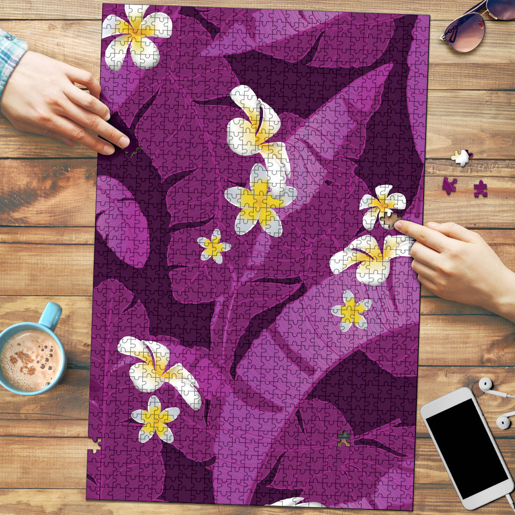 Purple Banana Leaf Hawaii Puzzle Lau Maia Plumeria Tropical Summer Vibes LT14 Purple - Polynesian Pride