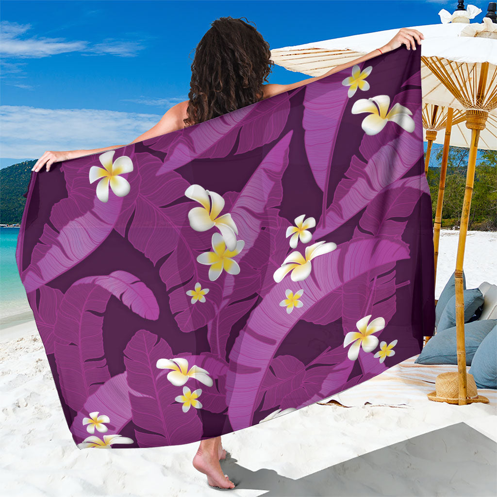 Purple Banana Leaf Hawaii Sarong Lau Maia Plumeria Tropical Summer Vibes LT14 One Size 44 x 66 inches Purple - Polynesian Pride
