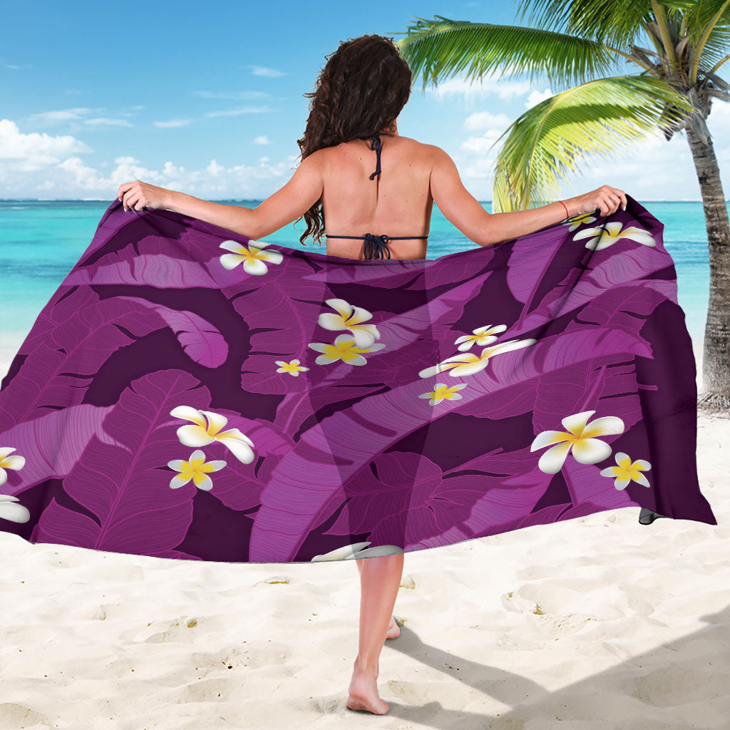 Purple Banana Leaf Hawaii Sarong Lau Maia Plumeria Tropical Summer Vibes LT14 - Polynesian Pride