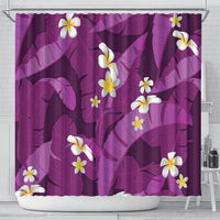Purple Banana Leaf Hawaii Shower Curtain Lau Maia Plumeria Tropical Summer Vibes LT14 - Polynesian Pride