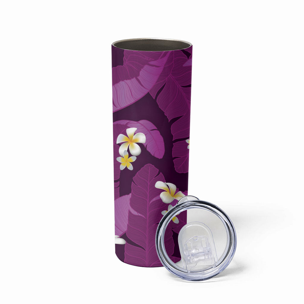 Purple Banana Leaf Hawaii Skinny Tumbler Lau Maia Plumeria Tropical Summer Vibes LT14 - Polynesian Pride