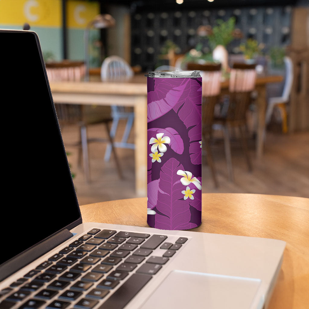 Purple Banana Leaf Hawaii Skinny Tumbler Lau Maia Plumeria Tropical Summer Vibes LT14 - Polynesian Pride