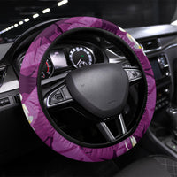 Purple Banana Leaf Hawaii Steering Wheel Cover Lau Maia Plumeria Tropical Summer Vibes LT14 Universal Fit Purple - Polynesian Pride