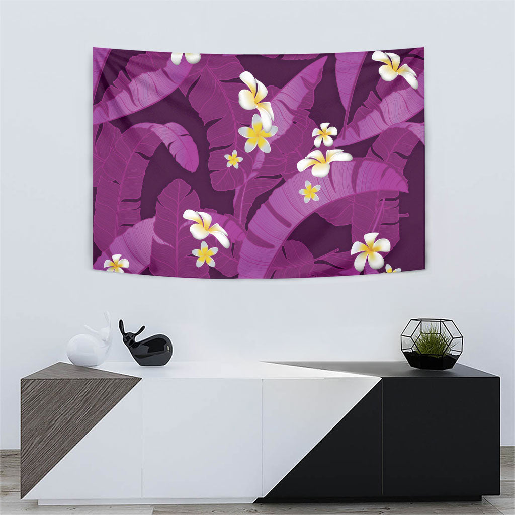 Purple Banana Leaf Hawaii Tapestry Lau Maia Plumeria Tropical Summer Vibes LT14 - Polynesian Pride