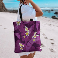 Purple Banana Leaf Hawaii Tote Bag Lau Maia Plumeria Tropical Summer Vibes LT14 - Polynesian Pride