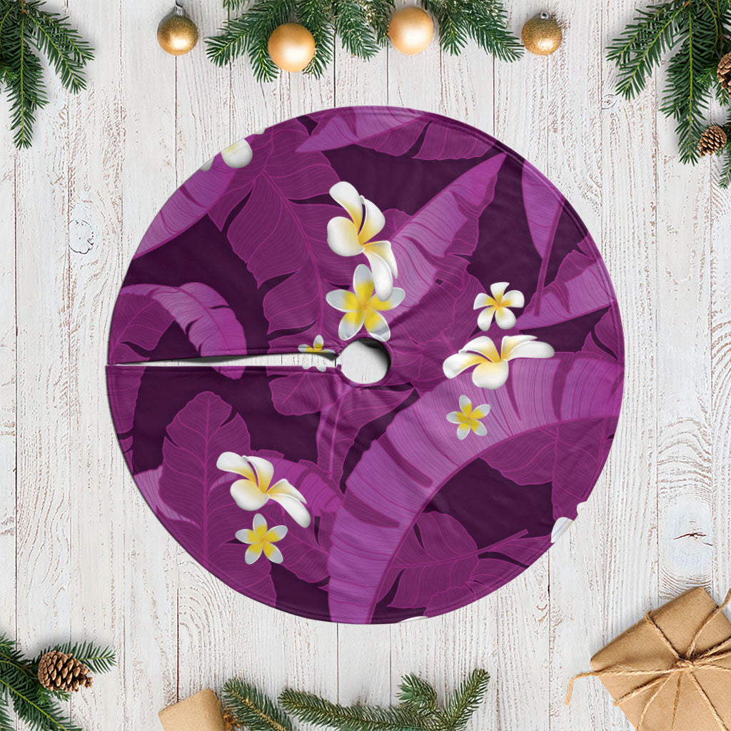 Purple Banana Leaf Hawaii Tree Skirt Lau Maia Plumeria Tropical Summer Vibes