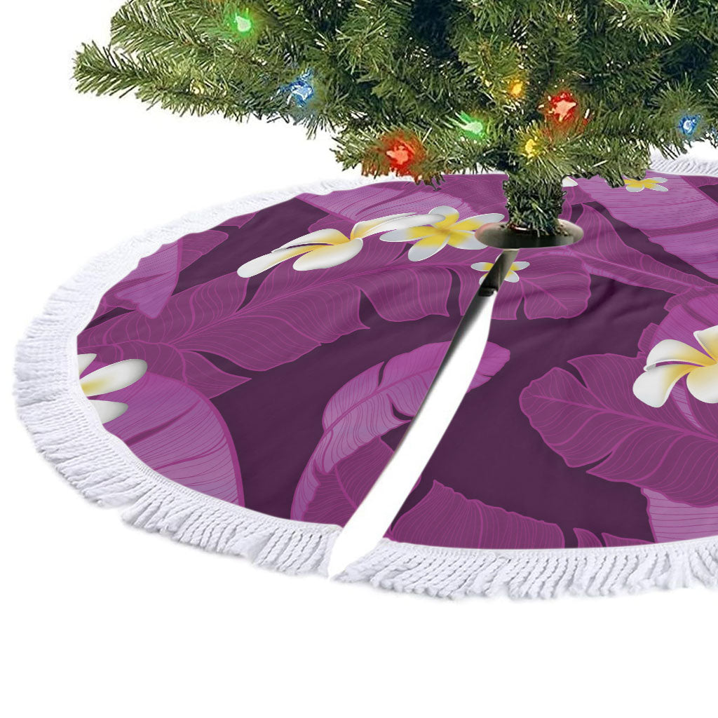Purple Banana Leaf Hawaii Tree Skirt Lau Maia Plumeria Tropical Summer Vibes