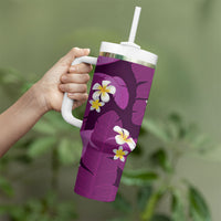 Purple Banana Leaf Hawaii Tumbler With Handle Lau Maia Plumeria Tropical Summer Vibes LT14 - Polynesian Pride