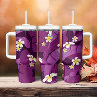 Purple Banana Leaf Hawaii Tumbler With Handle Lau Maia Plumeria Tropical Summer Vibes LT14 - Polynesian Pride